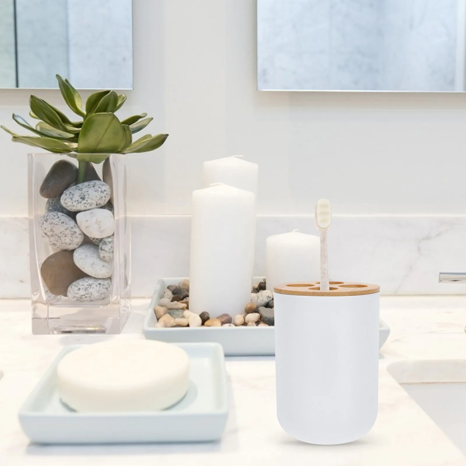 

Подставка для зубных щеток (1 шт.), креативный дизайн, из ПП и бамбука, для ванной комнаты, для хранения стаканов, дорожный держатель для стаканов