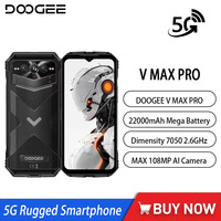 DOOGEE V MAX PRO 5G AI Rugged Smartphone Android 14 Dimensity 7050 6.58Inch 12GB RAM+512GB ROM 108MP Camera 33W NFC Mobile Phone