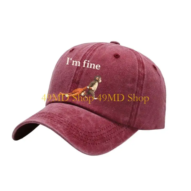 49MD Monkey Theme Baseball Cap Adjustable Strap Breathable Cotton Hat For Adult Teens