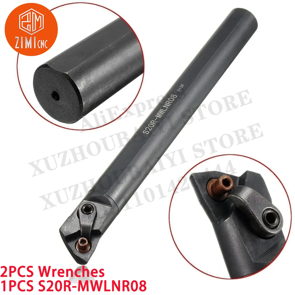 1PCS S20R-MWLNR08 200mm CNC Lathe Boring Bar Turning Tool Holder metal lathe mechanical cutting tool For WNMG0804 Carbide Insert