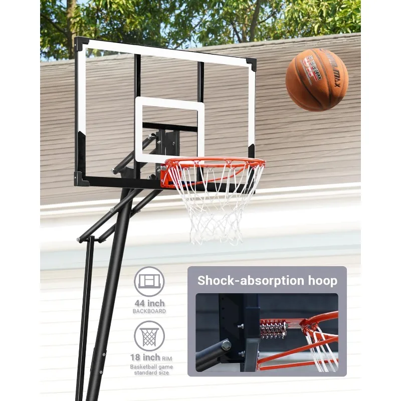 Portable Basketball Hoop Quickly Height  Goal System with 44 inch Backboard and Wheels for Adults (Basketball Hoop Pro)