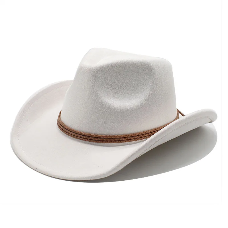 2025 Western-Cowboyhut im Ethno-Stil, Zylinder, Herbst und Winter, Filzhut für Herren und Damen, umgedrehte Kante, Jazz-Hut – Detail 14