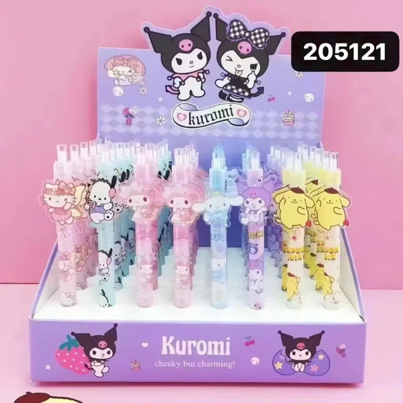 Gel Pen New Sanrio 48pcs Kawaii Cinnamoroll Kuromi Student Writing Press Patch Pen 0.5 Black Ink Writing Smooth Children's Gifts