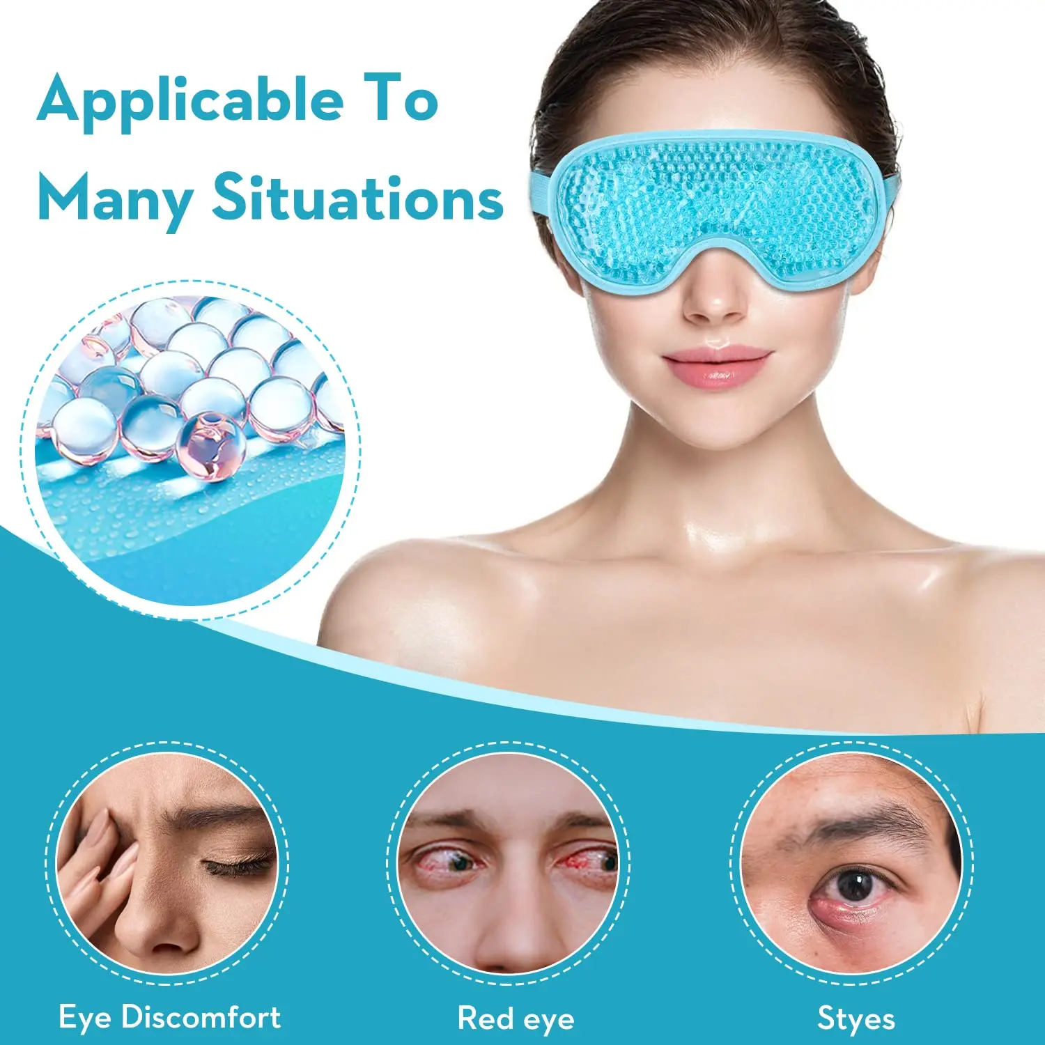 Cooling Eye Mask with Gel Bead Reusable Cold Compress Ice Pack Sleeping Eye Cooling Pads for After Eyelid Surgery Skin Care Tool