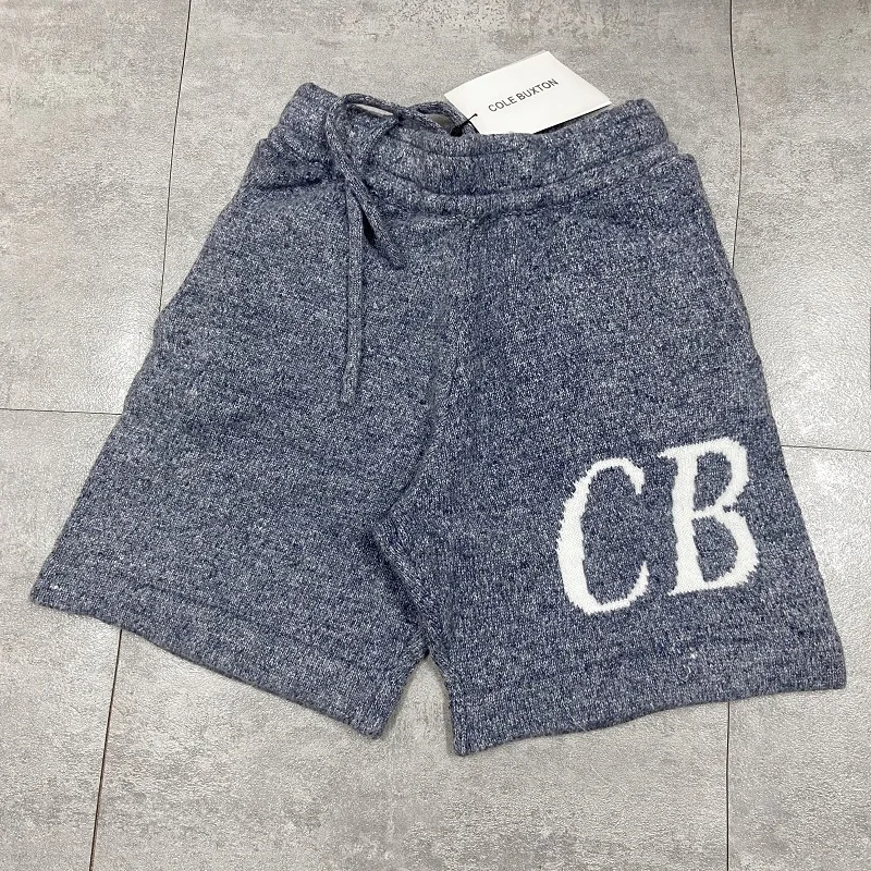 Summer Men Women CB Letter Logo Jacquard Yarn Drawstring Knit Fashionable Casual Shorts Multi Colored Five Quarter Pants