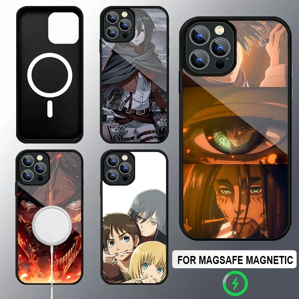 Mikasa Ackerman And Eren Yeager Phone Case Magsafe Wireless Charging Cases For IPhone 16 15 13 12 11 14 Pro Max Mini 8 Plus XS X