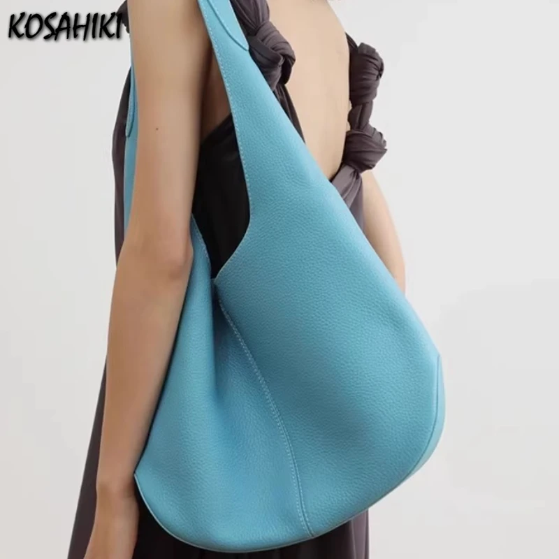 

Pu Soft Leather Grunge Handbags Women Simple Vintage Casual Travel Underarm Bag Y2k Solid All Match Office Lady Shoulder Bags