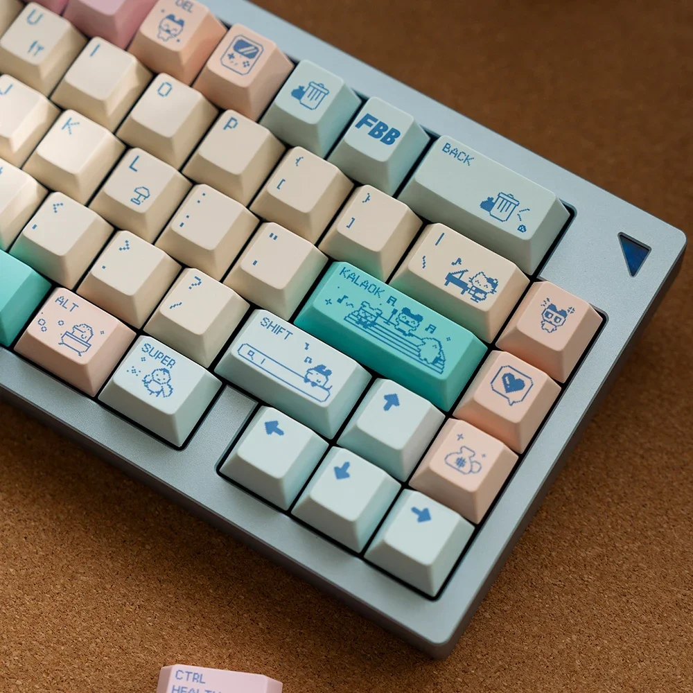 Original keycap electronic pet pixel wind cute cartoon PBT hot sublimation mechanical keyboard macaron color