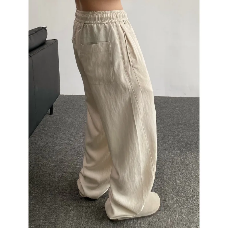 

2025 Spring/Summer New Retro Solid Color Casual Pants for Men Loose Niche Relaxed Straight Tube Hanging Wide Leg Long Pants