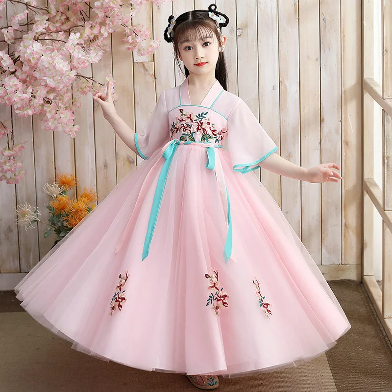 Zomer prinses kostuum meisjes casual jurken kinderen vintage kinderjurk vestido baby meisjes hanfu jurk cosplay meisje kleding