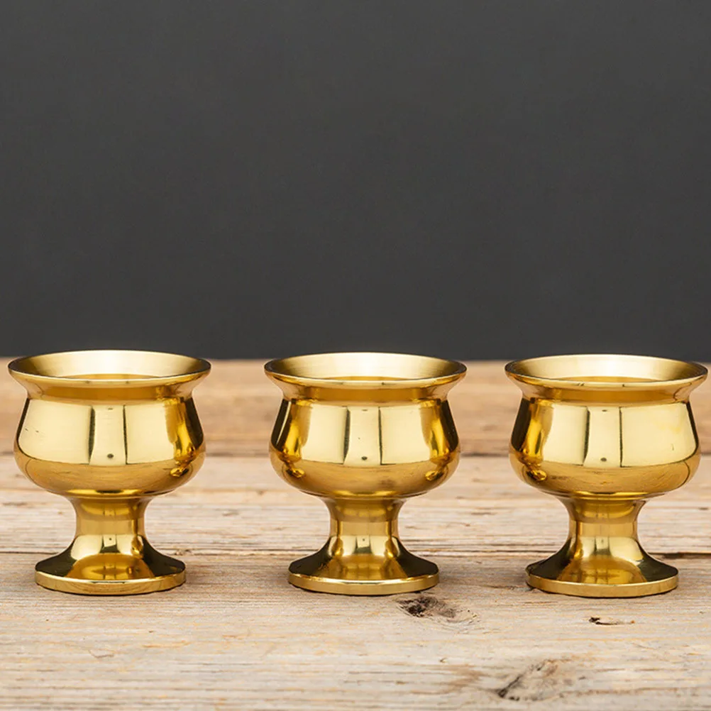 Taza de oferta de agua, templo budista sagrado para el santuario budista, latón pequeño Budha