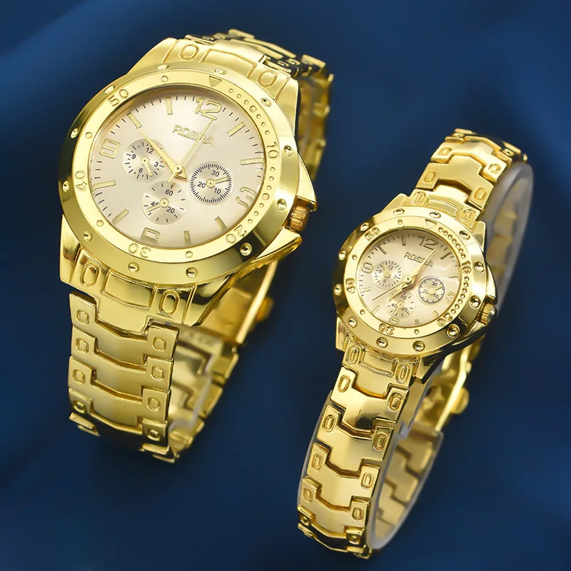 패션 남성 비즈니스 쿼츠 손목시계 스틸 스트랩 남녀 공용 명품 캐주얼 커플 시계 세 눈 다이얼 손목시계