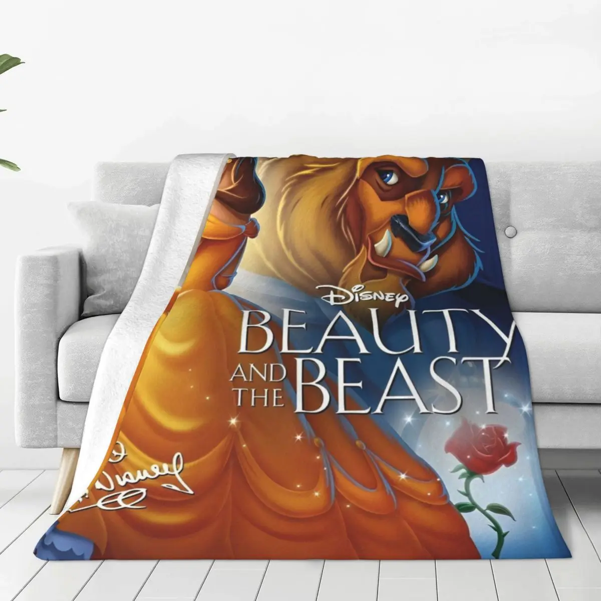 Beauty And The Beast Flannel Blanket Super Warm Throw Blanket for Couch Chair Picnic Novelty Bedspread Sofa Bed Cover