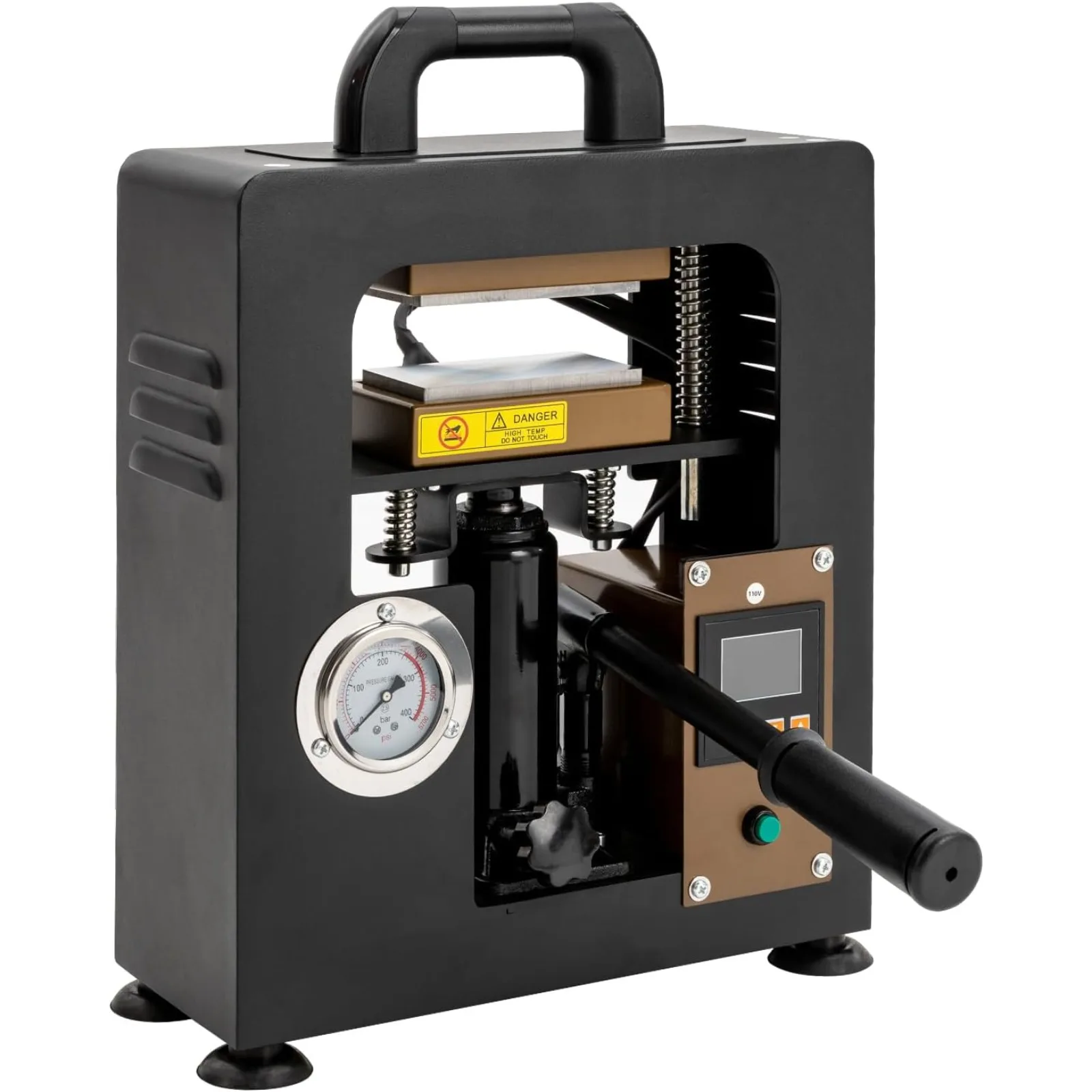 آلة الضغط الحراري الهيدروليكية BYMAOCAR 10 طن - آلة ضغط الزيت اليدوية المحمولة بقدرة 900 وات مع التحكم في درجة الحرارة/الوقت LCD (110 فولت)