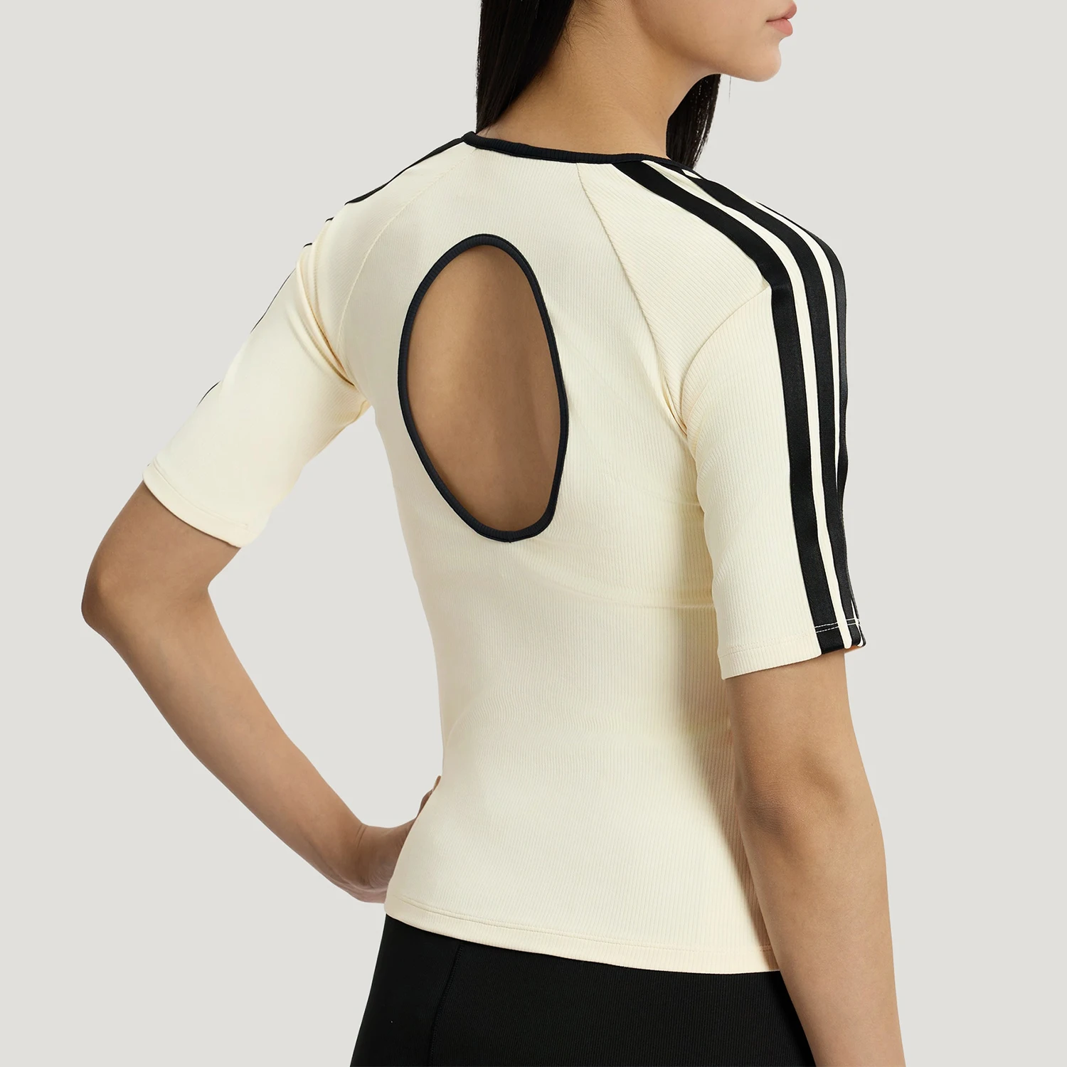 Adidas genuine summer women's hollowed out sports casual slim fit short sleeved T-shirt KV9224