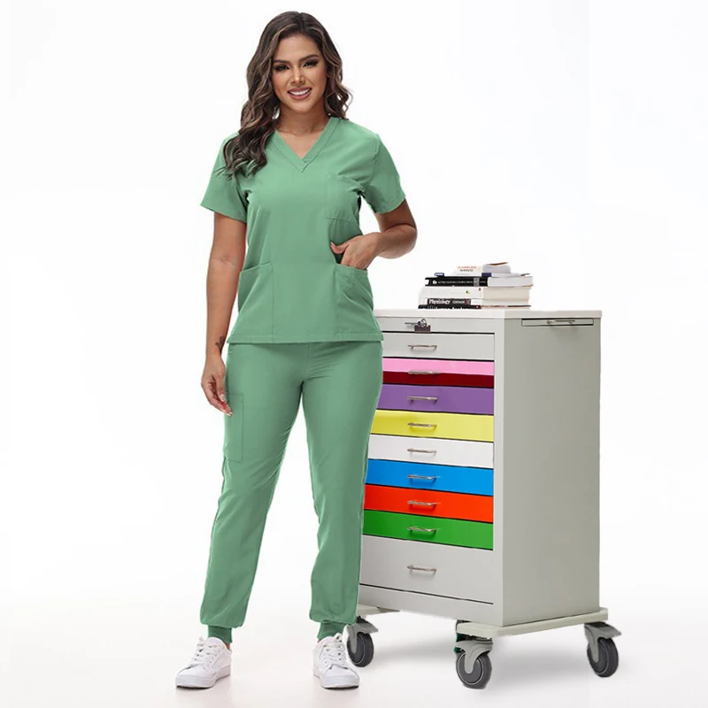 V-neck Scrub Sets Stretch Dental Surgeon Uniforms Sanitary Workwear Pediatric Clothing Pet Hospital Vet Outfits Durable 42109