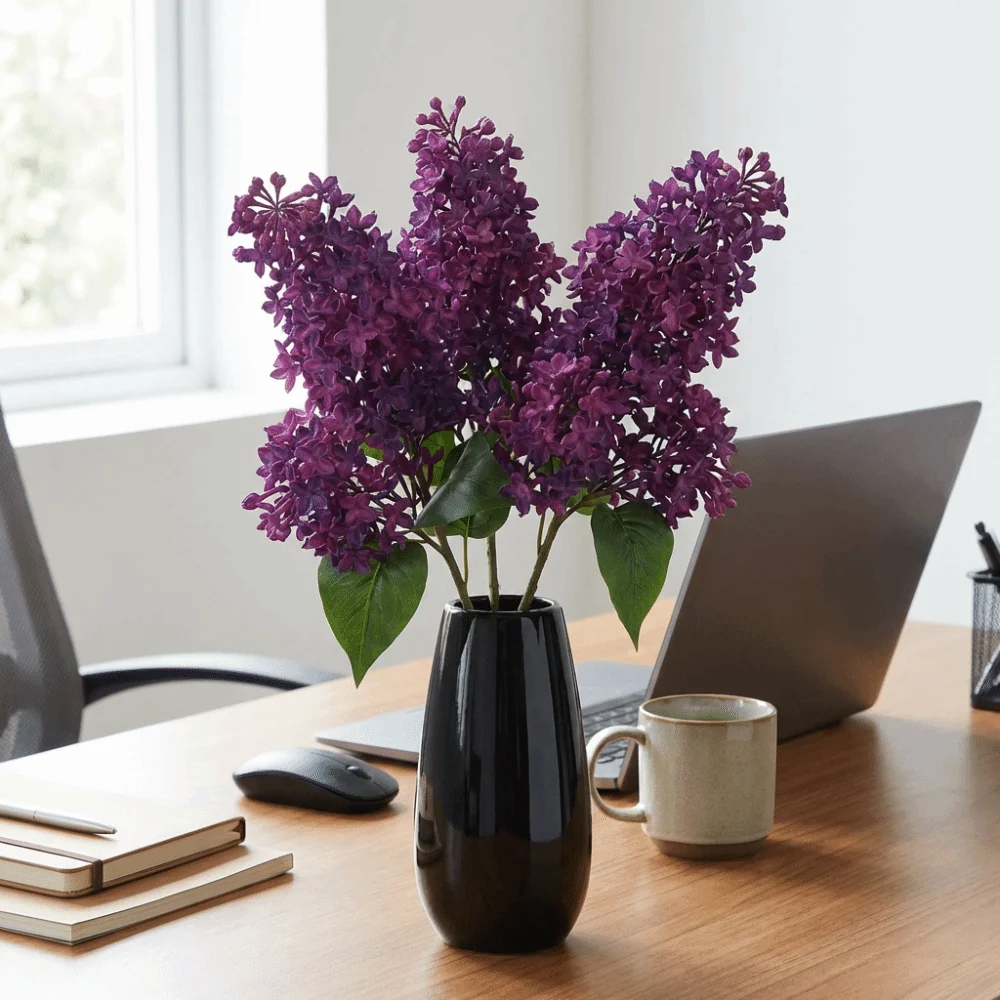 

Realistic Artificial Lilac Branch Long Branch Lifelike Plastic Lilac Flower Handmade Decorative Faux Flower