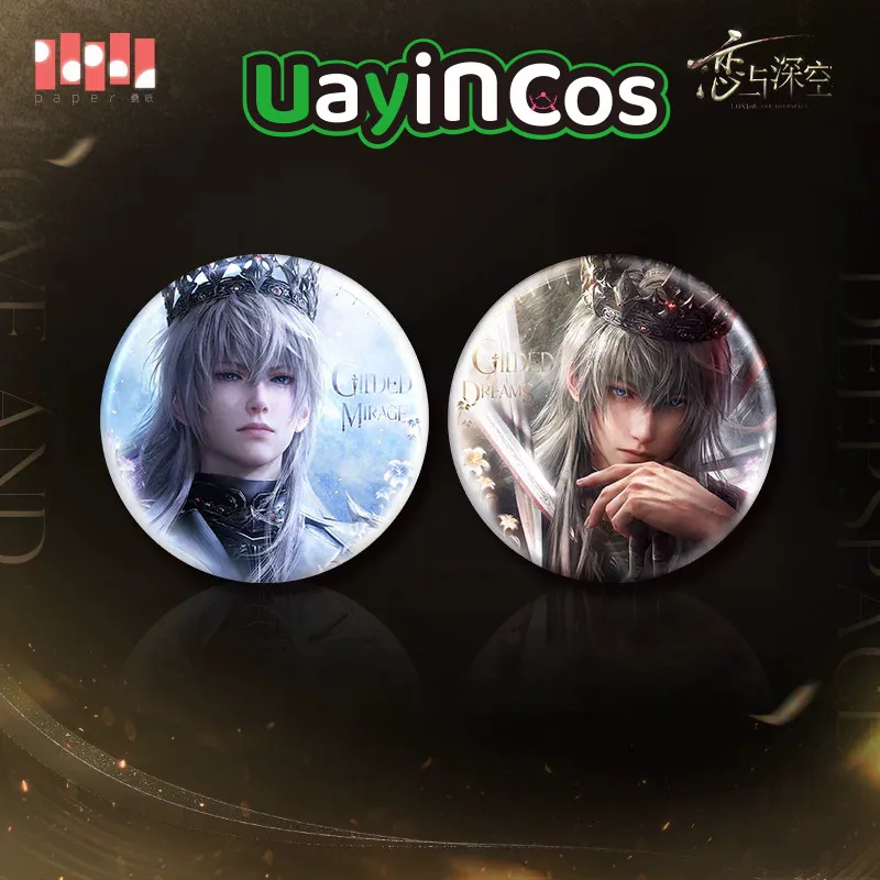 In stock Official Love and Deepspace Xavier Brooch Pin Ornament  King of Darknight Series Anime Game Ornaments Toy Gifts Cosplay