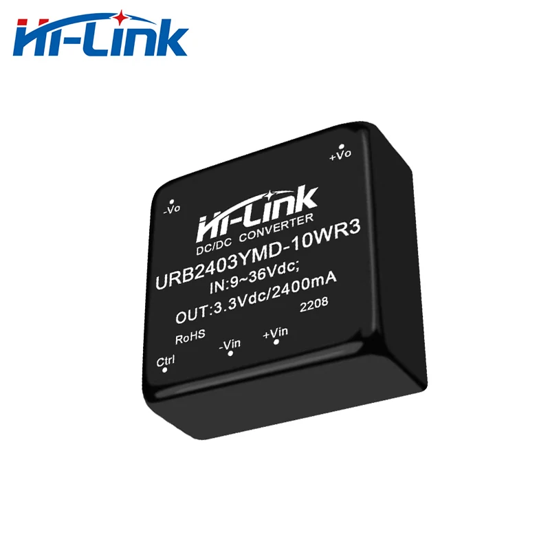 Hi-Link New URB2403YMD-10WR3 10W 24V to 3.3V 2.4A DC DC Converter Step Down Isolated Power Supply Module 91% Efficiency