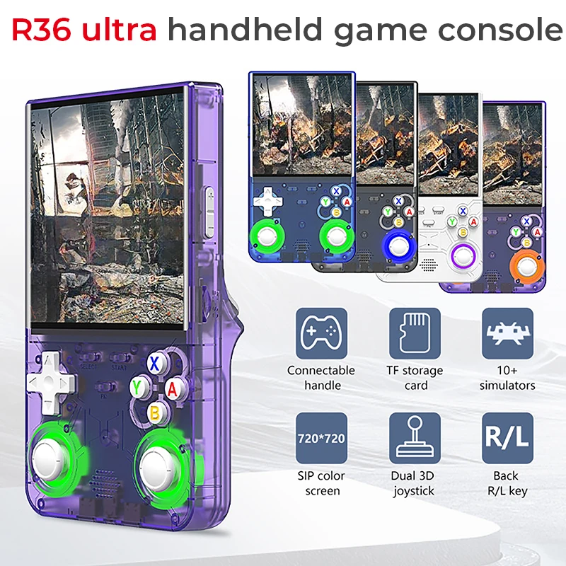 

Портативная игровая консоль R36 Ultra, 4-дюймовый IPS-экран, портативный игровой плеер, эмулятор, карманный видеоплеер, 64 ГБ/128 ГБ, 20000+ игр