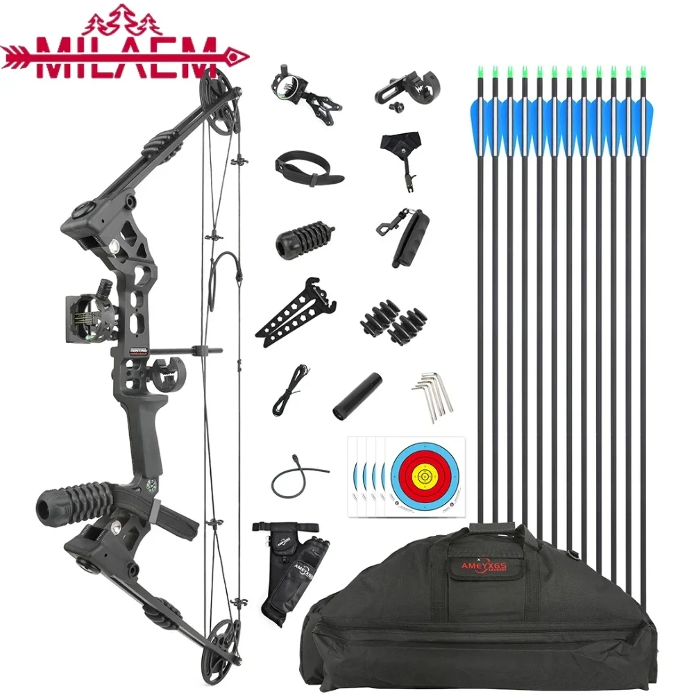 

JUNXING Archery Compound Bow Set Hunting 20-70 Lbs 80% Let-Off 320 FPS Adjustable Left/Right Hand Outdoor Shooting Pulley Bow