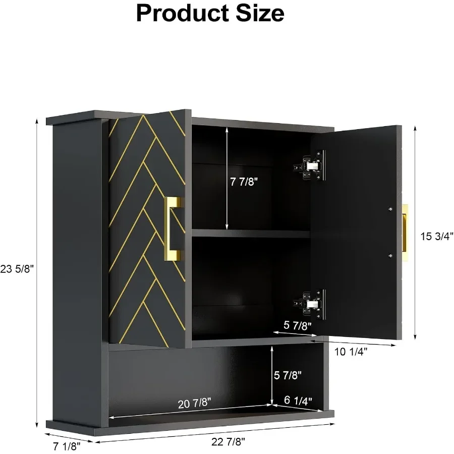 Black Chevron Pattern Bathroom Wall Cabinet