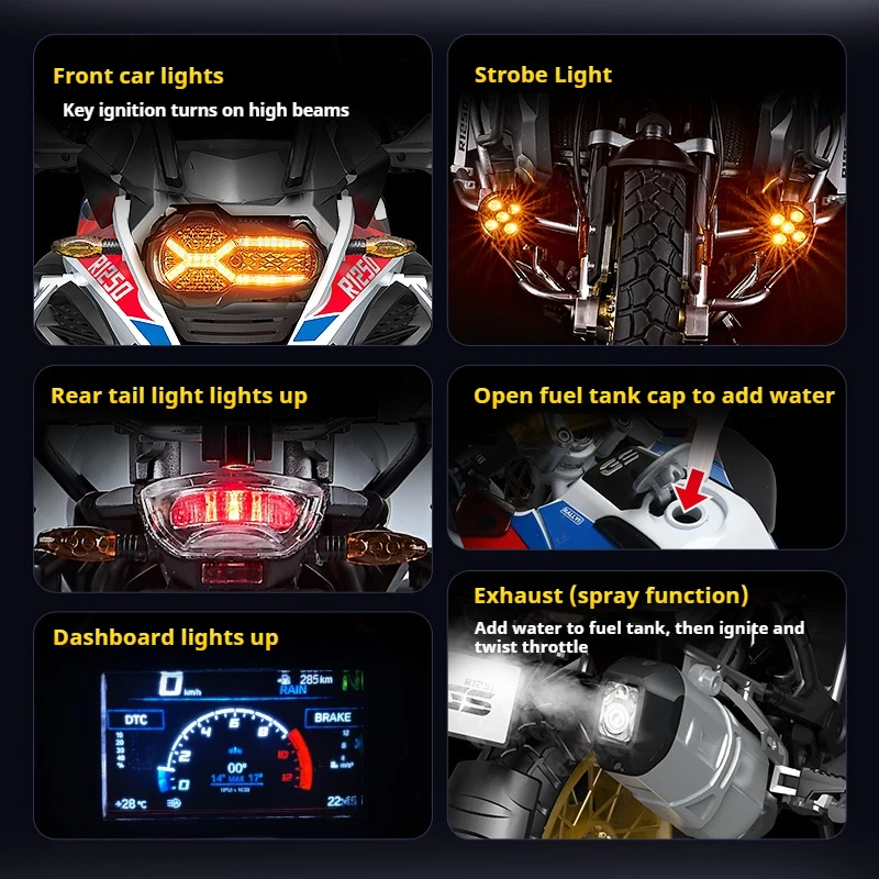 New 1:7 supersize Alloy Motorcycle Model with Spray Function Boyfriend Gift Home Decoration Collection For BMW R1250GS ADV