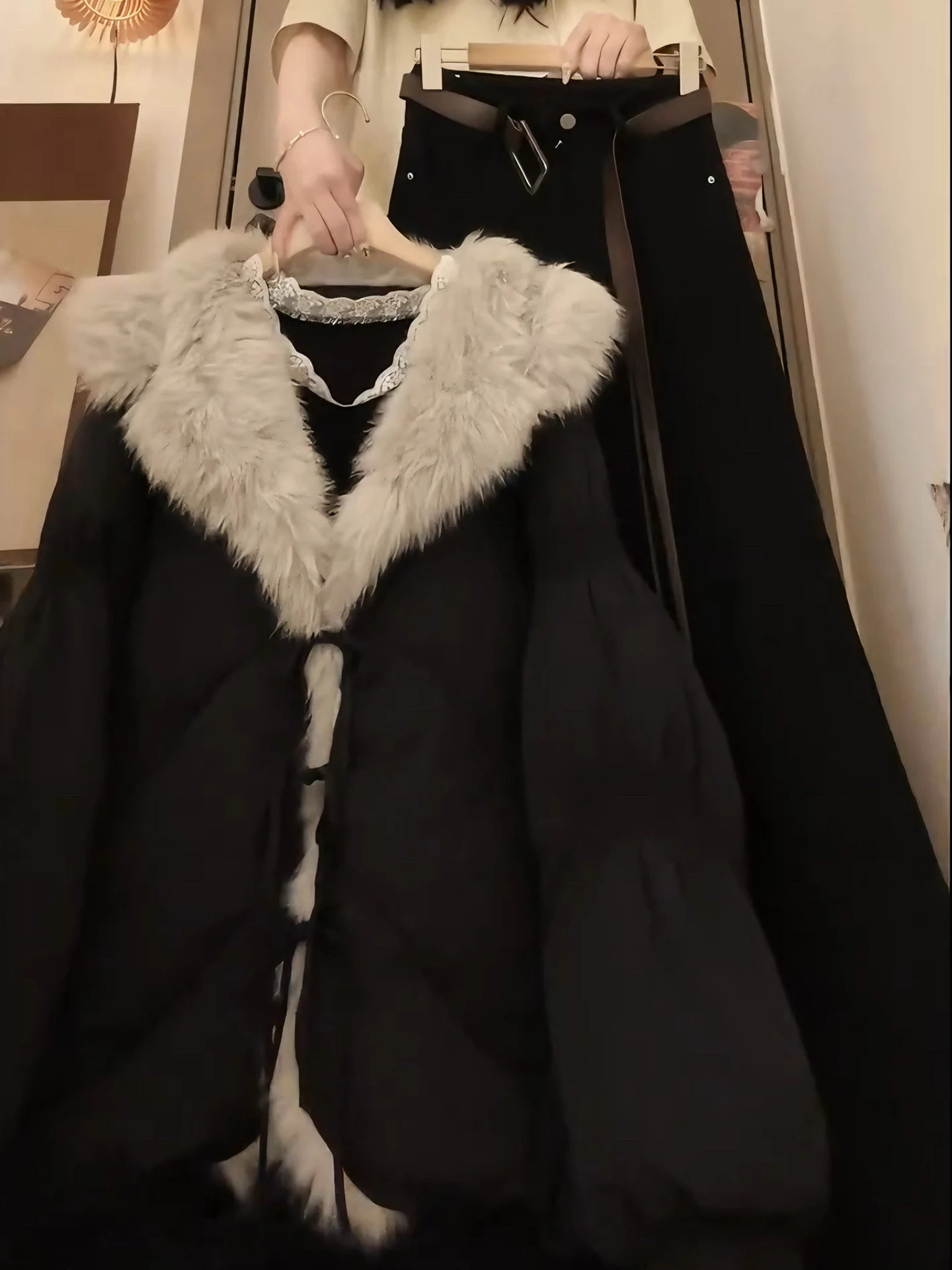 

Зимний модный комплект для женщин больших размеров: хлопковая куртка и брюки в корейском стиле, свободный крой, высокая талия, теплые брюки из полиэстера.