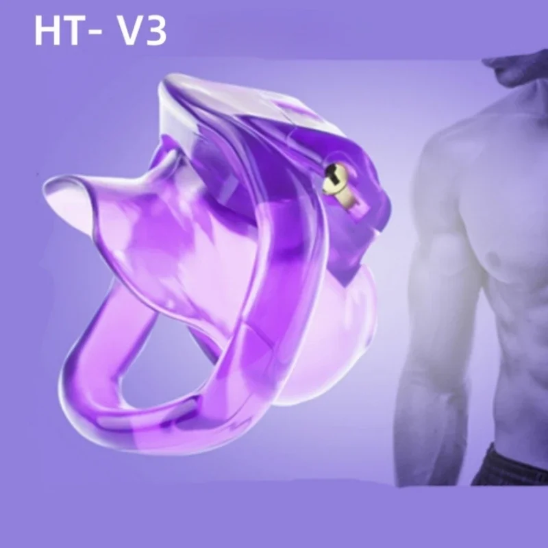 Hot HT V3 Chastity Cage 3 Colors Cock Cage Chastity Device With 4 Rings Mini Penis Lock Belt Adult Sex Toys For Man Gay 18+Shop