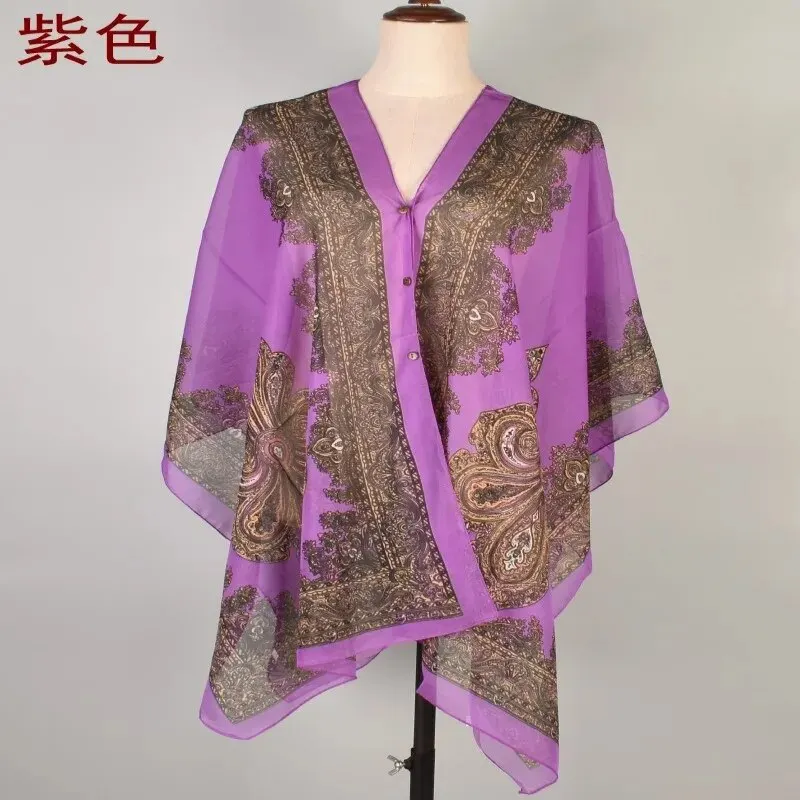 2024 Summer New Retro Cashew Flower Chiffon Sunscreen Shawl Available in Multiple Colors