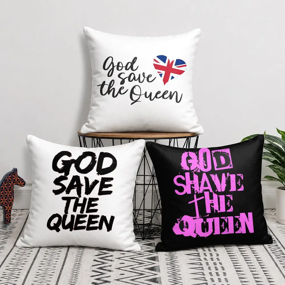 Brand S-Save the Queen Cushion Cover Soft Short Plush Double-Sided Printing Home Decor Machine Washable Pillow Case Gift
