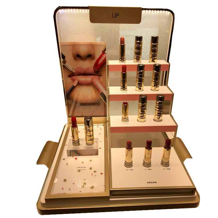 2022 New Style Counter top Acrylic Cylinder Cosmetics Lipgloss Display Rack  lipstick Makeup Displays Stand