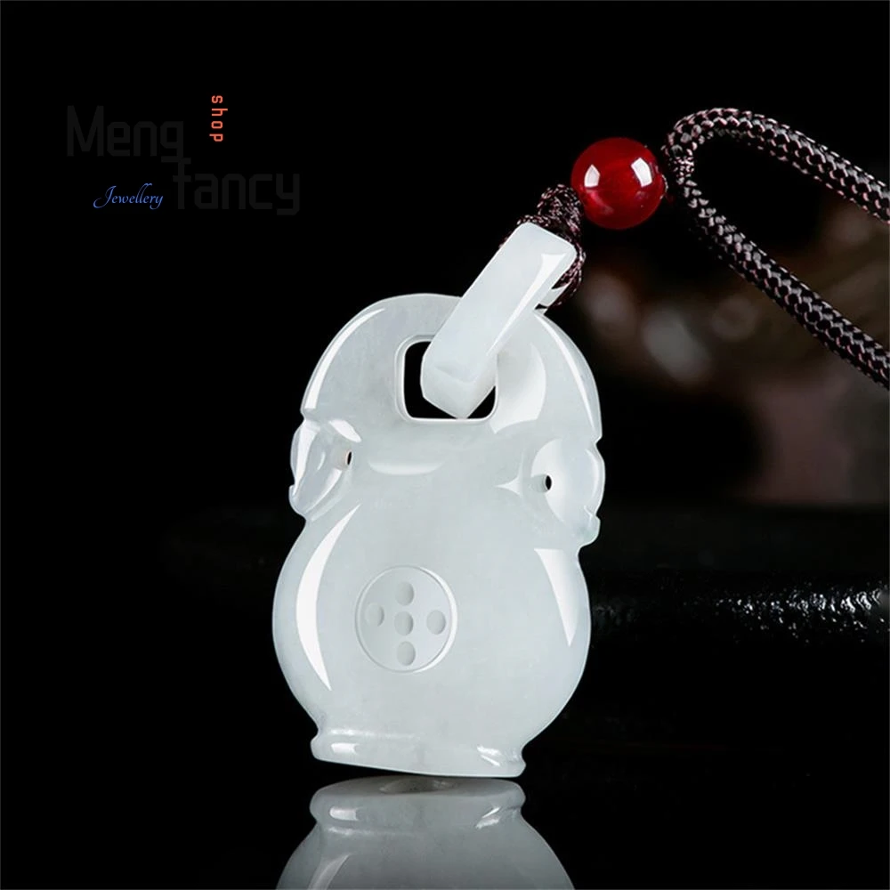 Natural Myanmar A-goods Jadeite Vase Ruyi Lock Seed Hollow Jade Pendant Exquisite Fashion Luxury Quality Jewelry Holiday Gifts