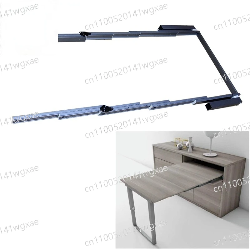 Smart Furniture Parts Pull Out Dining Table Hardware 5 Section T Type Aluminum Hidden Folding Extension Table Slide Mechanism