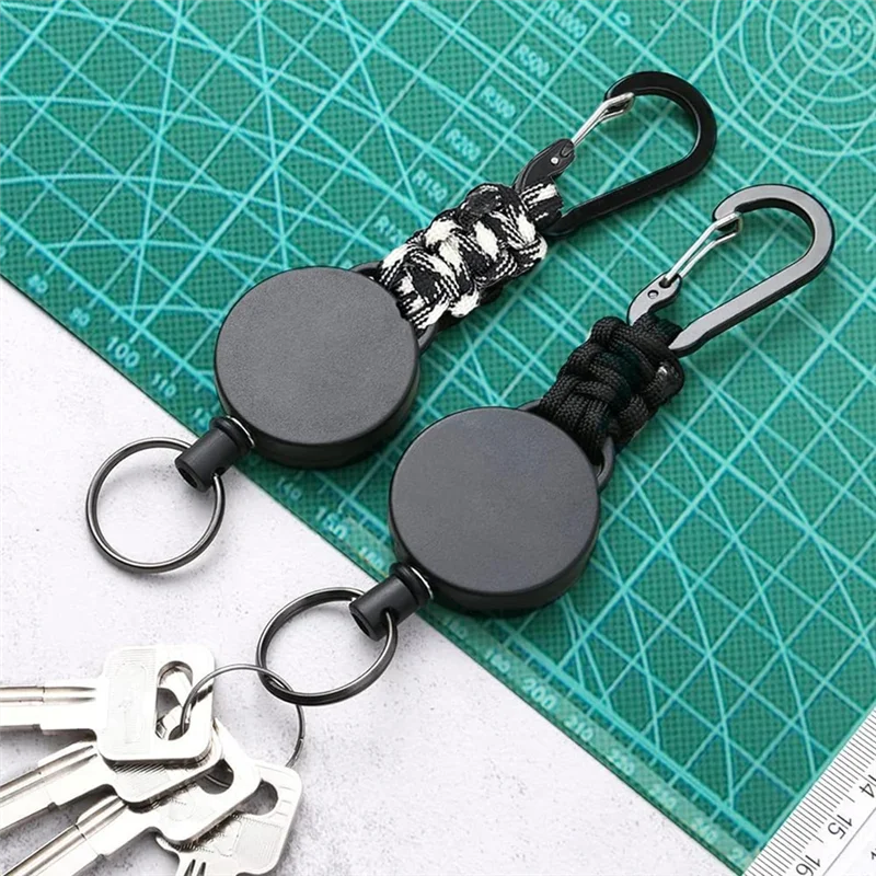 Y45A-Retractable Keychain Heavy Duty Retractable Lanyard Badge Holder Retractable Key Ring Key Holder 4Pack
