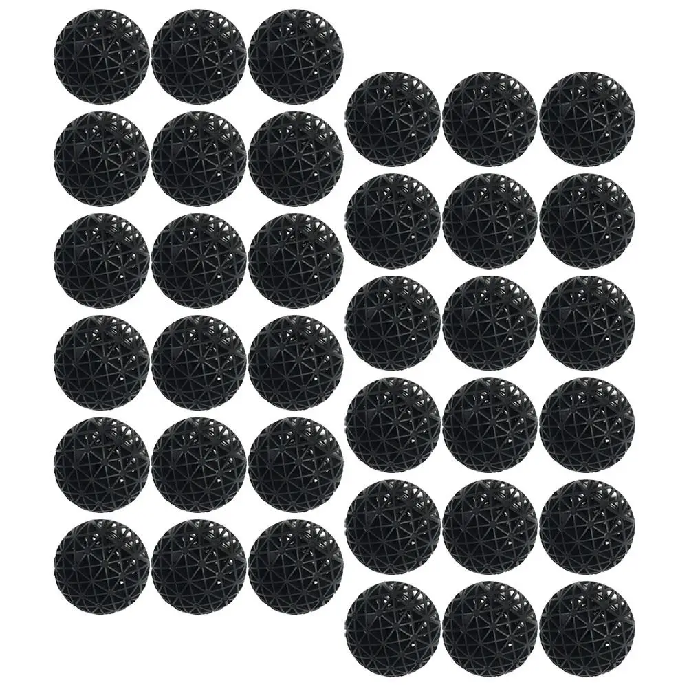 

100 Pcs Bio Balls Fish Tank Filter Media 26mm Black PVC Cotton Aquarium Supplies Pond Filters Bacteria Balls Internal