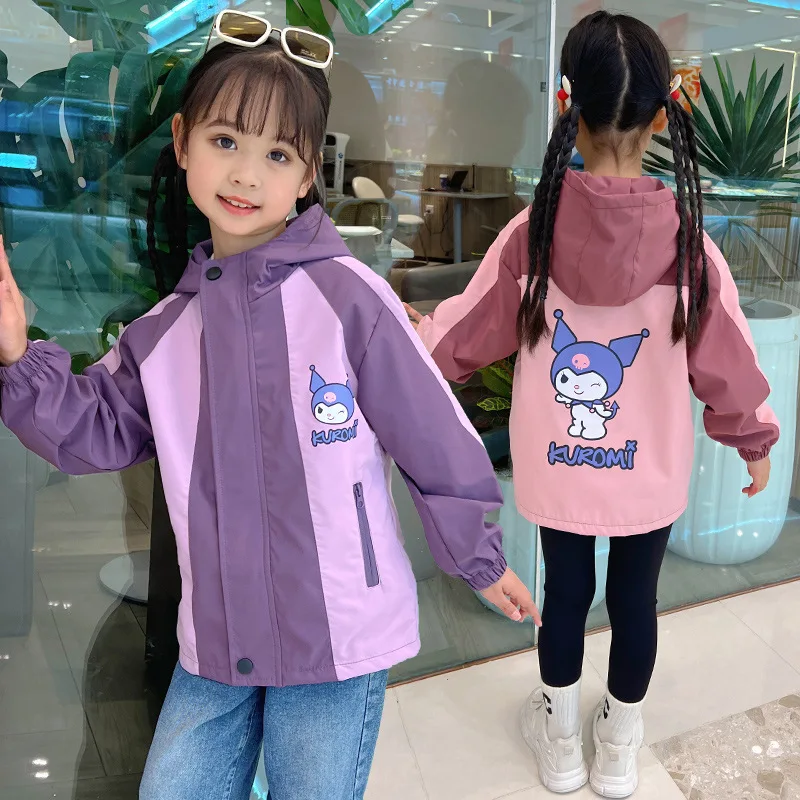 

Girls' color matching top coat spring new children's fashion trend storm jacket girls big children girls foreign style loose