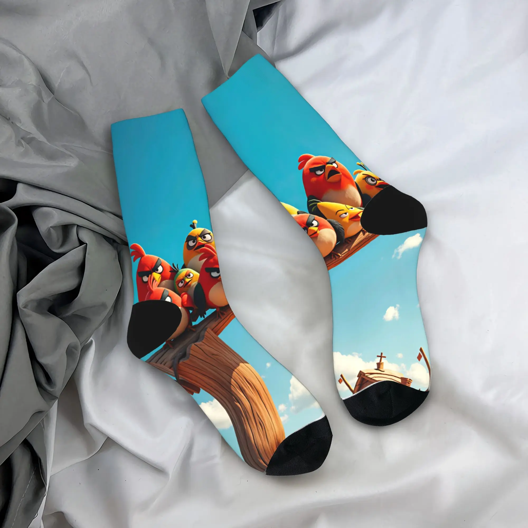Birds Game Socks  Funny Stockings Men Medium Soft Cycling Socks Winter Custom Anti Slip Socks
