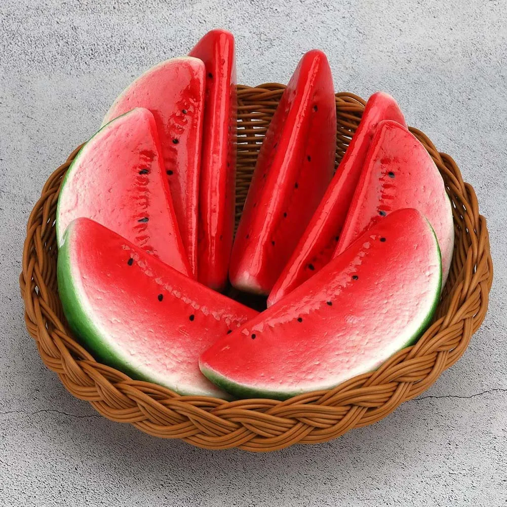 Uso Versatile nuovissimo realistico frutta artificiale simulato fette di anguria decorativa festa decorazione della casa fetta di anguria