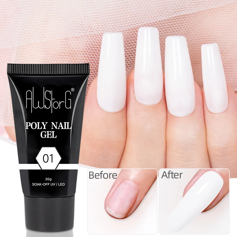 AWStorG 30G Acrylic Gel Hema Free Poly Nail Gel Finger Extension Semi Permanent Fast Builder Hybrid Varnish UV Poly Nail Polish