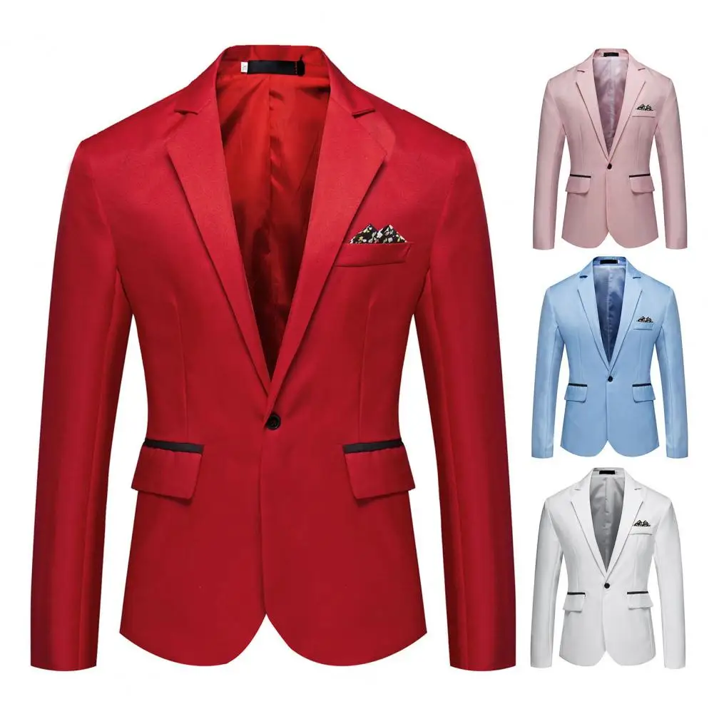 

Slim Fit Men Jacket Men Suit Coat Elegant Men's Formal Business Wedding Prom Blazers Jackets Single Button Lapel Suit Jacket