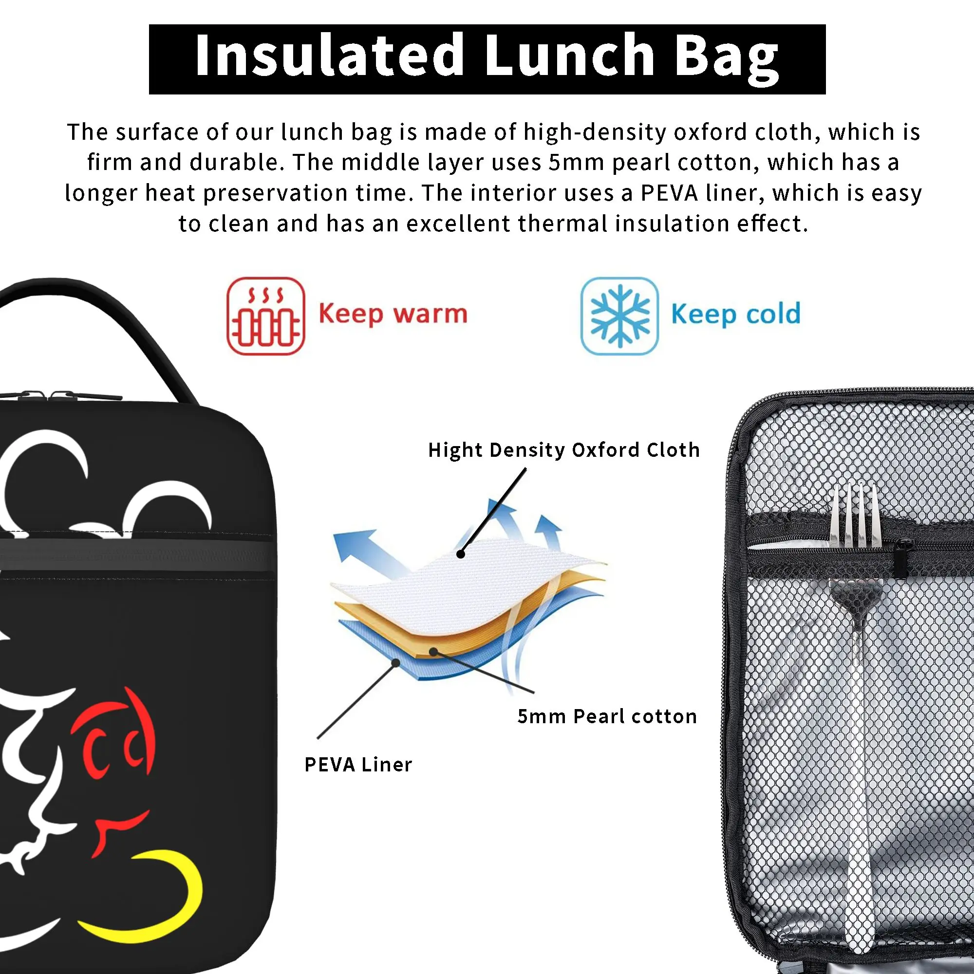 M-Mickeys Mouse Insulated Lunch Bags Thermal Bag Reusable,Meal Container  Leakproof Tote Lunch Box for Men Women School  Travel view 4
