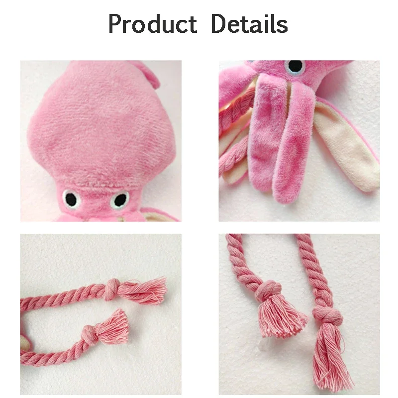 Dog Cat Cartoon Octopus Squeak Chew Toy Puppy Plush Cleaning Teeth Toy Pet Training Playing Involved Supplies Chihuahua Supplies