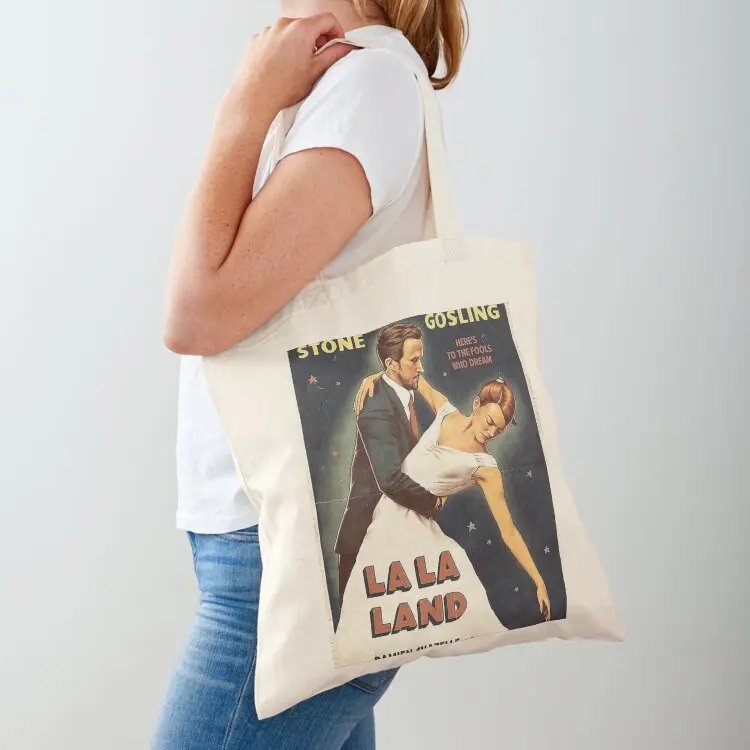 

La La Land Alternative Movie Vintage Poster Tote Bag the tote bag Big bag Big women shopping bags foldable