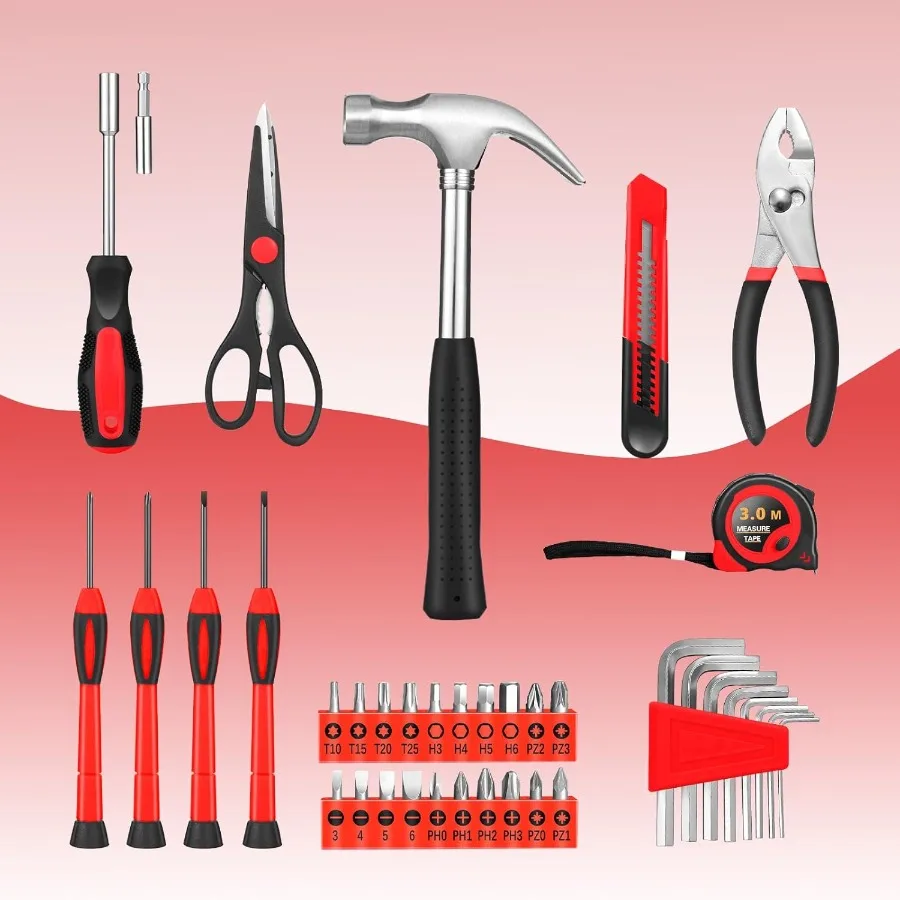 39 Piece Home Tool Kit for Everyday Home Repairs: Compact Hand Tool Set with Portable Storage Case Ideal for Small Spaces and W