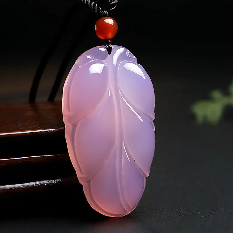 

Real Jade Genuine Exquisite Perfect Natural Jewelry Quality Pink Agate Chalcedony Pendant Lucky Accessory Gift Elegant Necklace