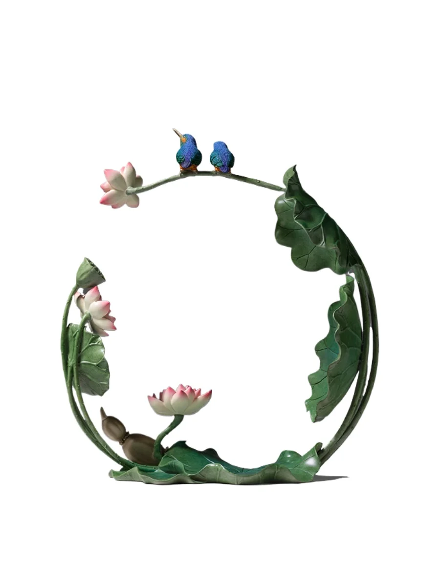

Summer lotus rhyme living room desktop copper kingfisher lotus ornament, home decoration crafts