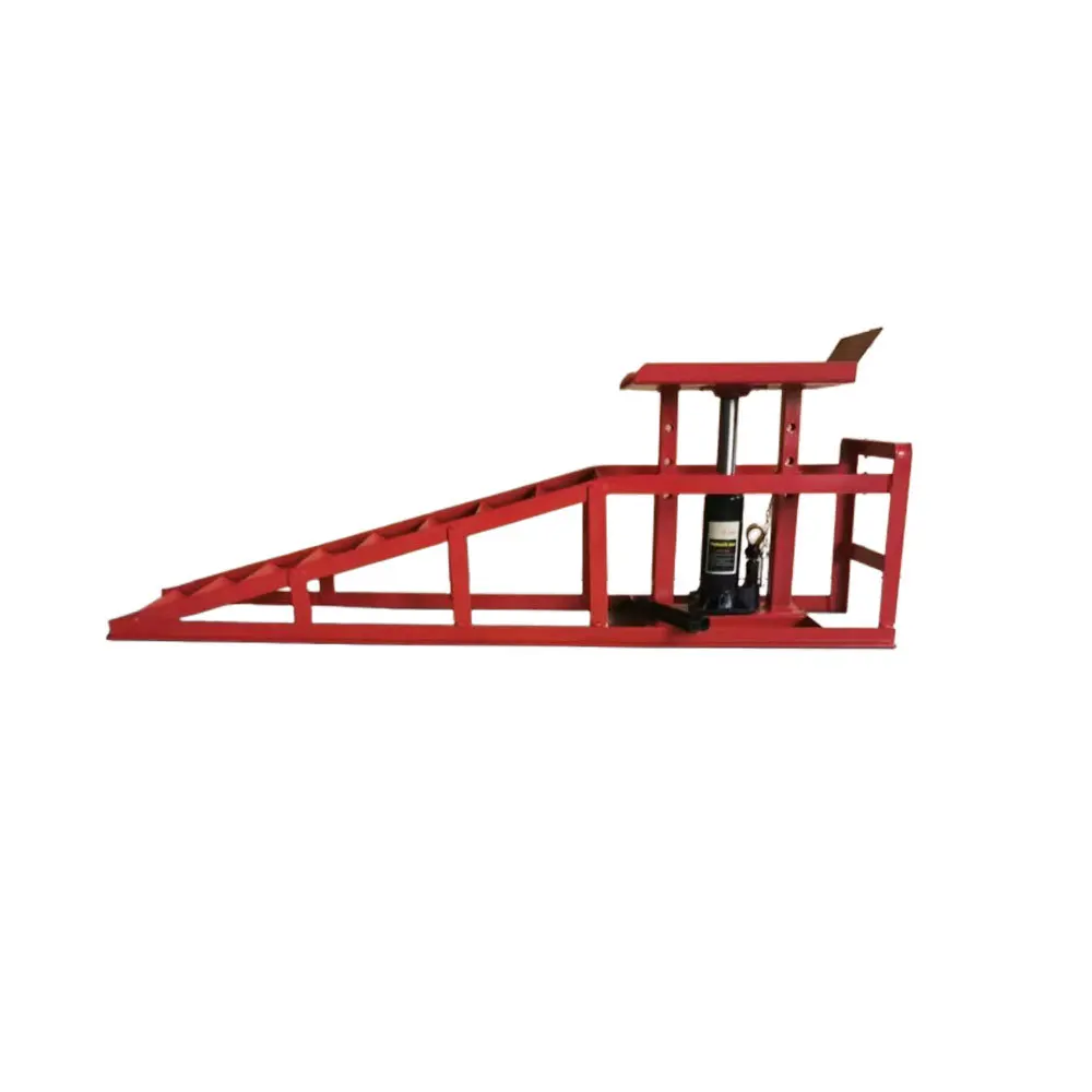 Red car maintenance shelf, heightened repair ramp, car maintenance lane