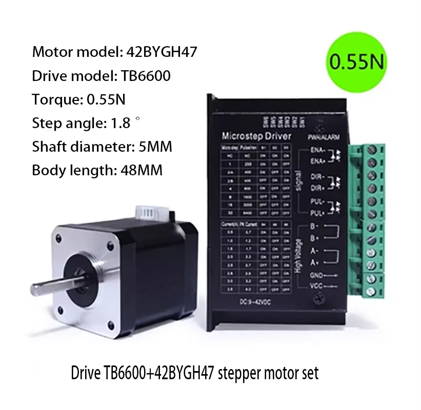 

42 stepper motor set 42BYGH47 torque 0.55N length 48MM+TB6600/DM542C motor driver 4A 1 axis 2 axes