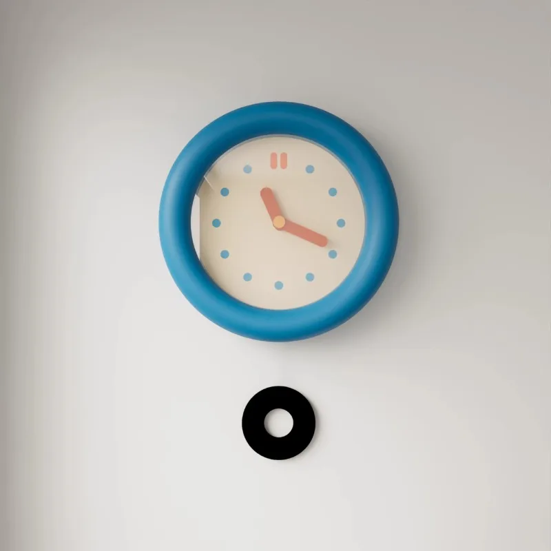 Round Minimalist Wall Clock Fashion Digital With Pendulum No Sound Wall Clock Modern Korean Reloj Digital Pared Room Decorarion